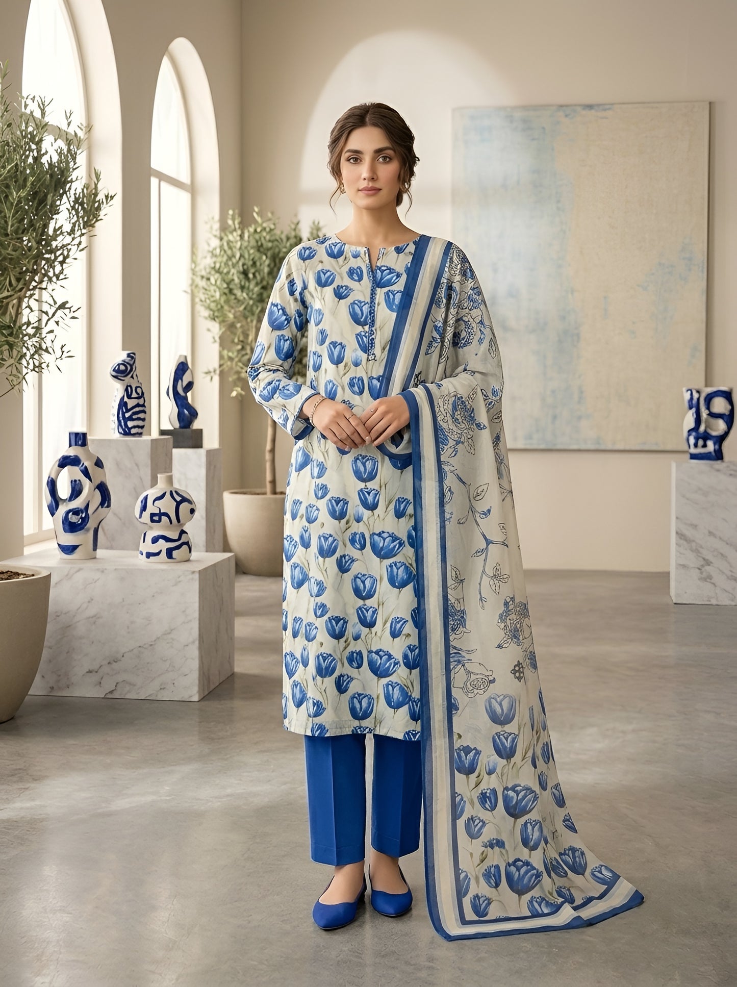SAPPHIRE LAWN THREE PIECE