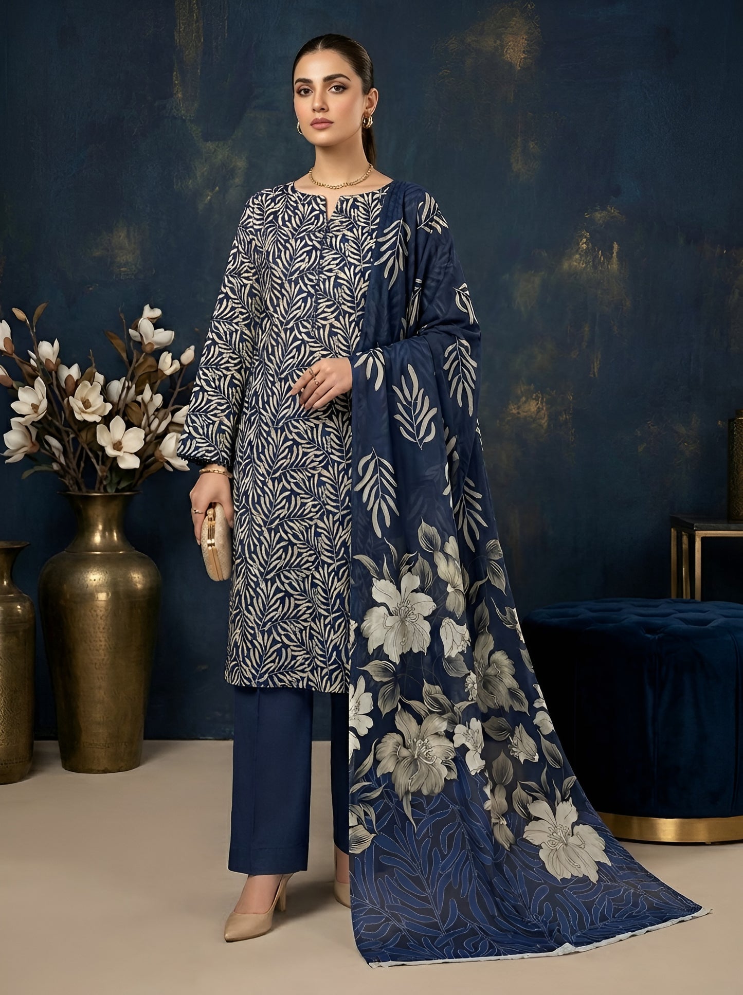 SAPPHIRE LAWN THREE PIECE