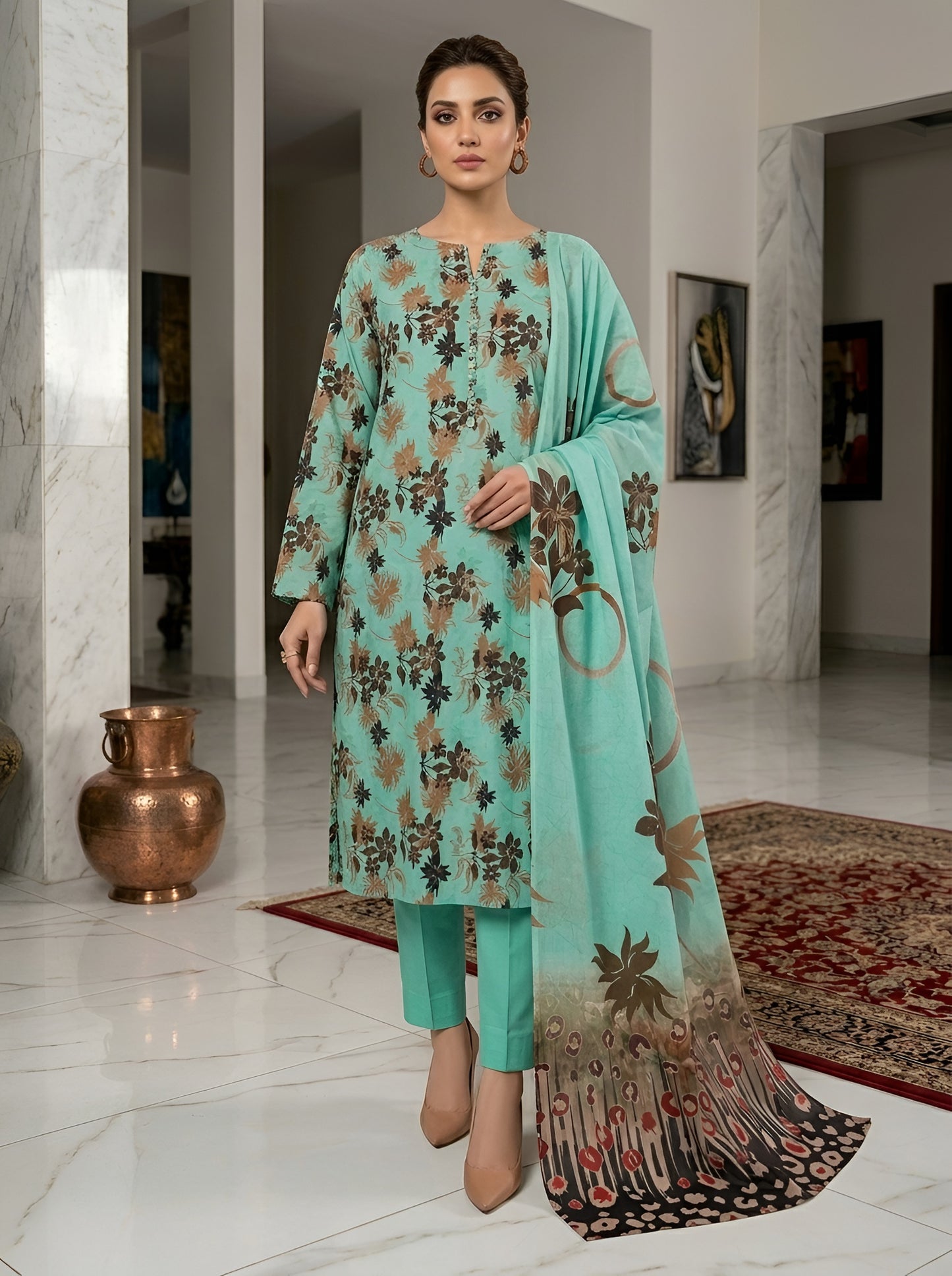 GUL AHMAD LAWN THREE PIECE