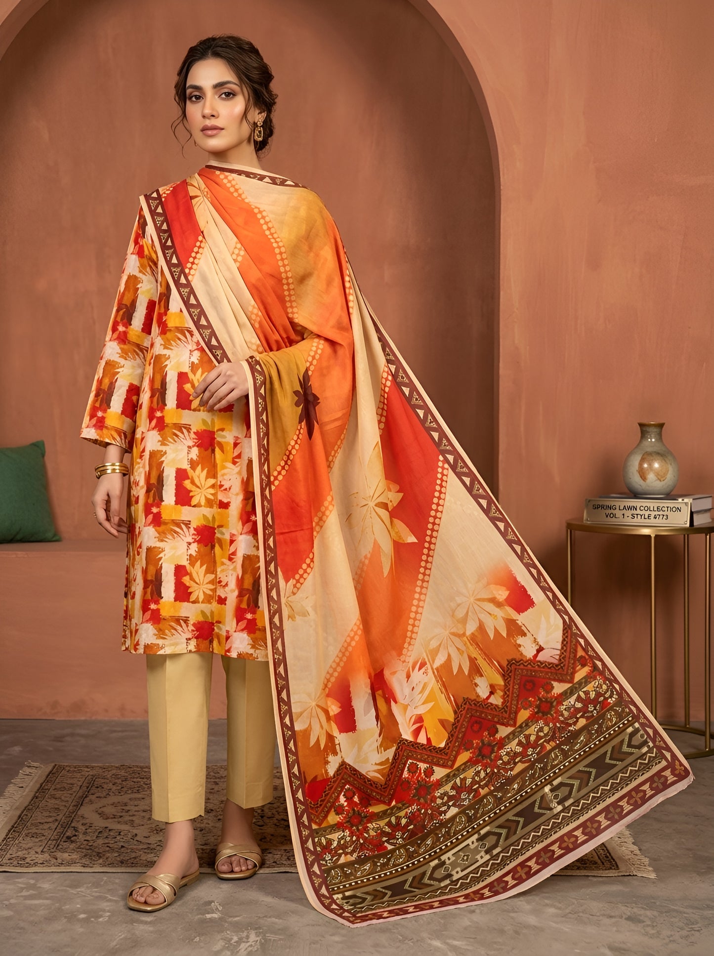 GUL AHMAD LAWN THREE PIECE