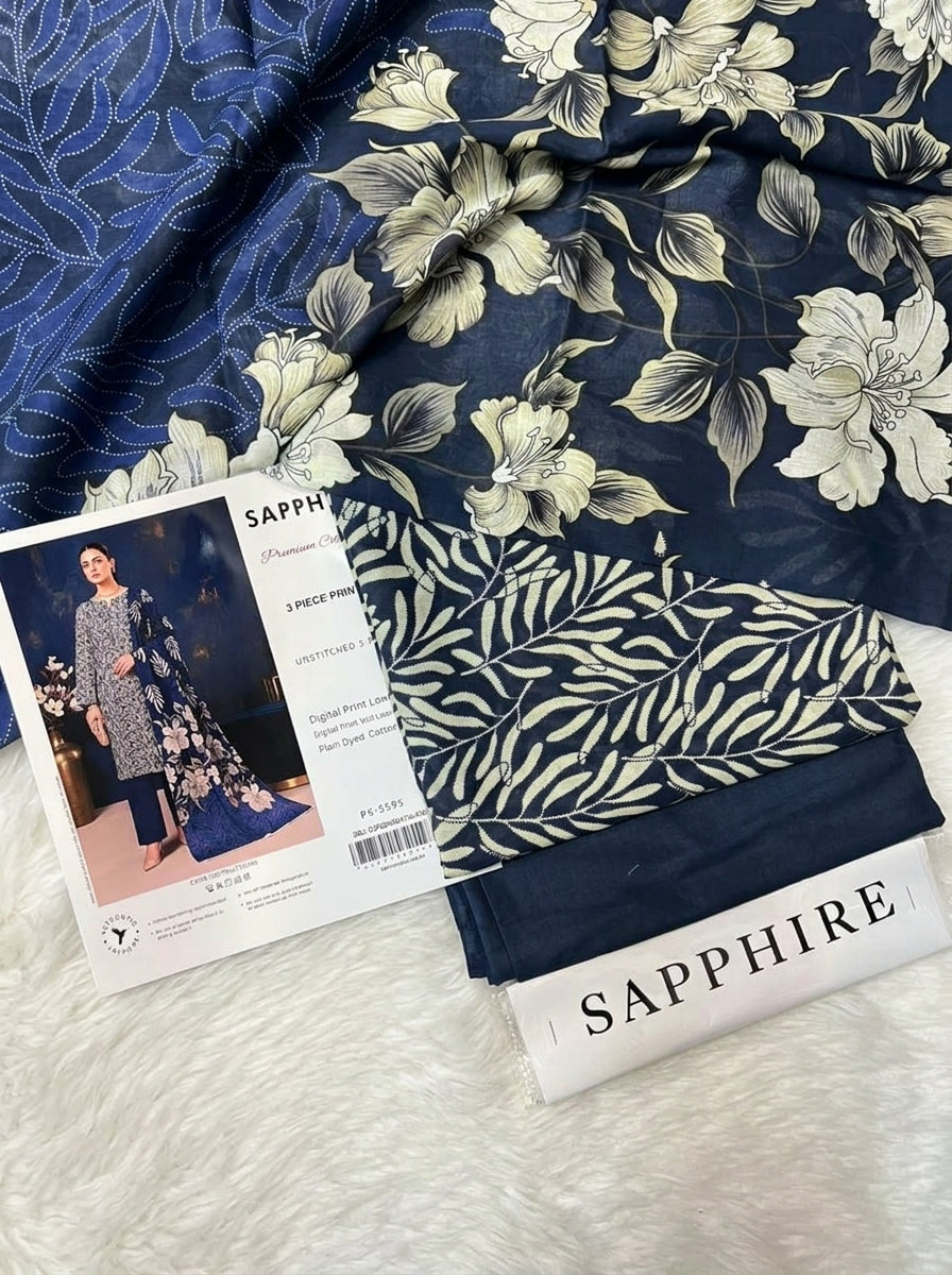 SAPPHIRE LAWN THREE PIECE