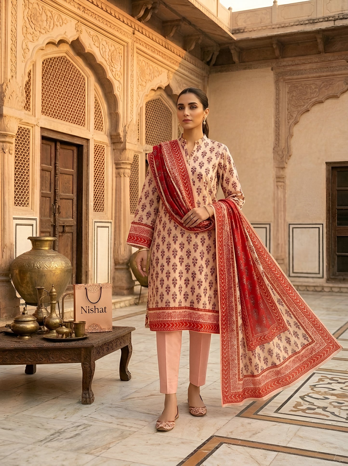 NISHAT LAWN THREE PIECE