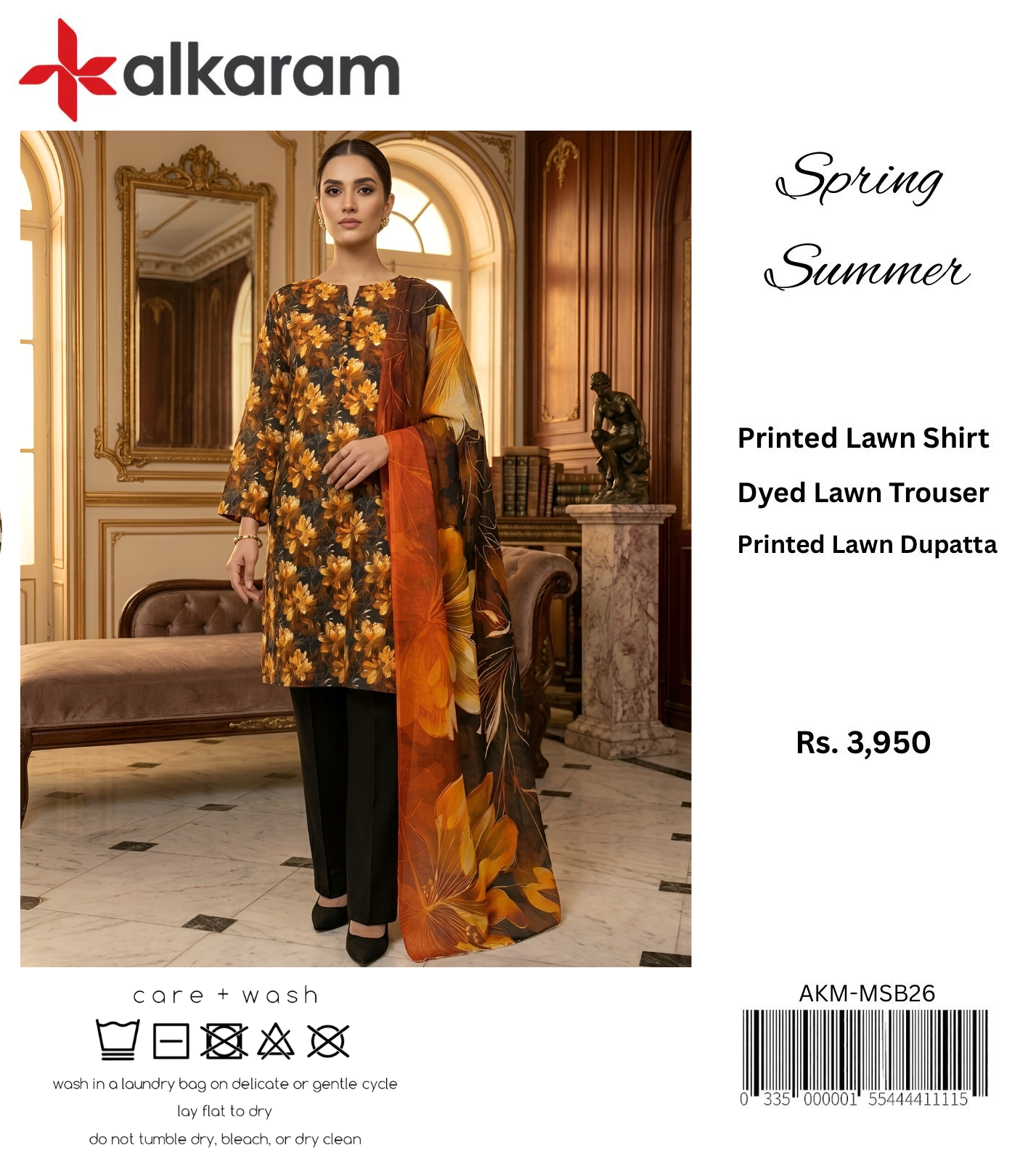 AL KARAM LAWN THREE PIECE