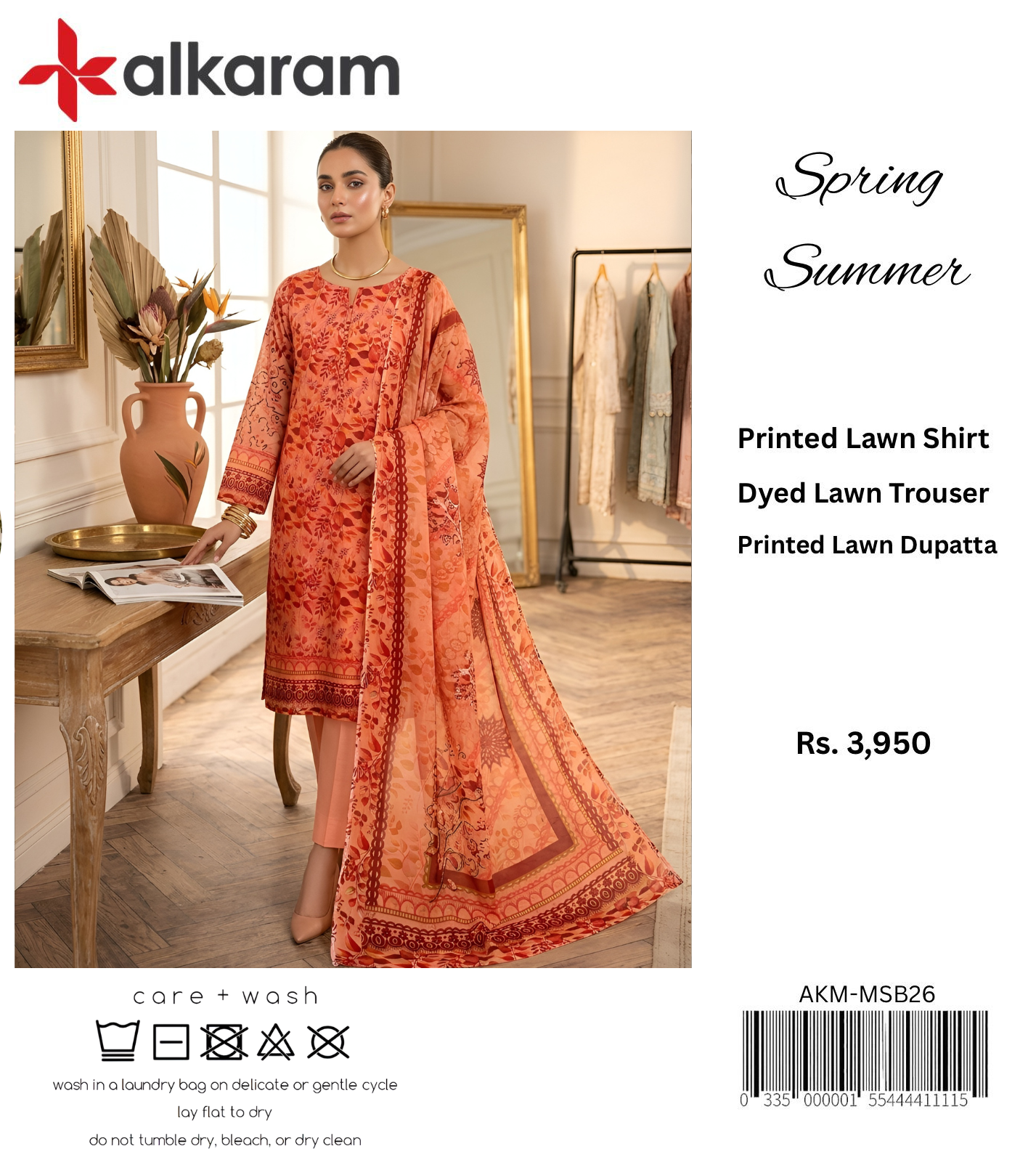 AL KARAM LAWN THREE PIECE