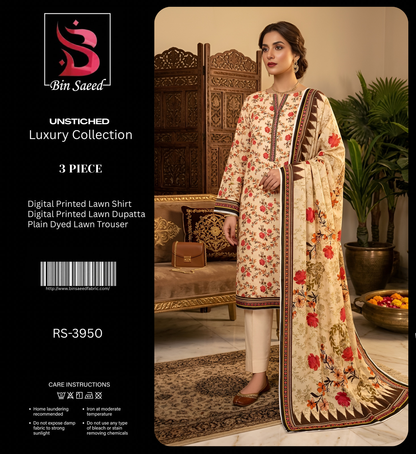 BIN SAEED LAWN THREE PIECE