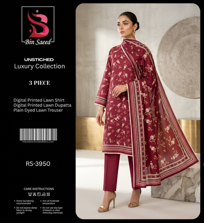 BIN SAEED LAWN THREE PIECE