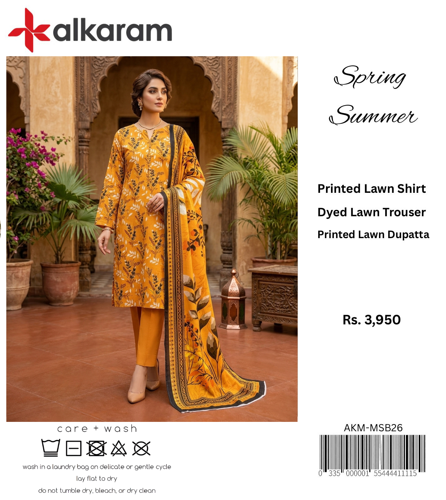 AL KARAM LAWN THREE PIECE