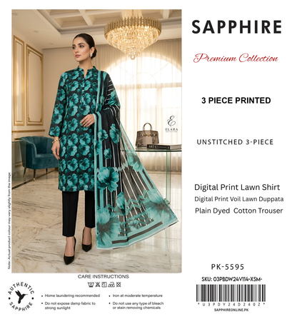 SAPPHIRE LAWN THREE PIECE