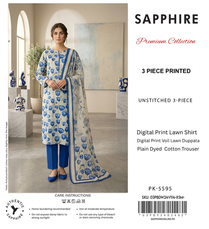 SAPPHIRE LAWN THREE PIECE