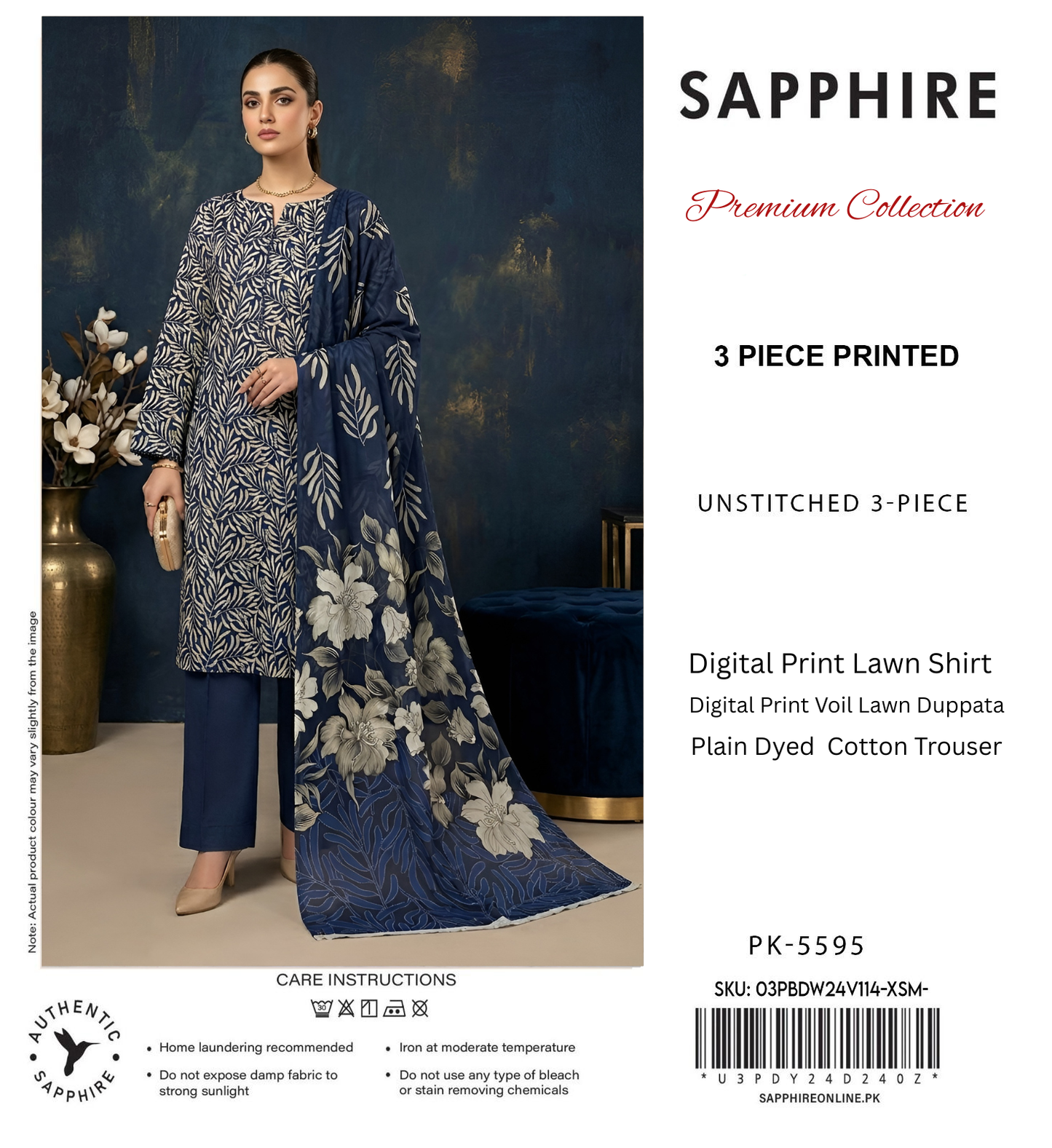 SAPPHIRE LAWN THREE PIECE