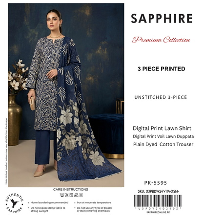 SAPPHIRE LAWN THREE PIECE