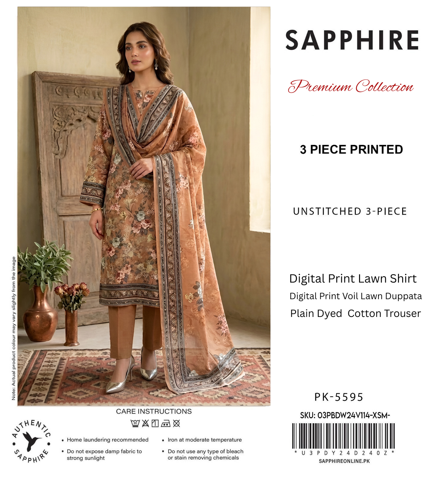 SAPPHIRE LAWN THREE PIECE