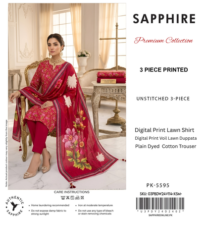 SAPPHIRE LAWN THREE PIECE