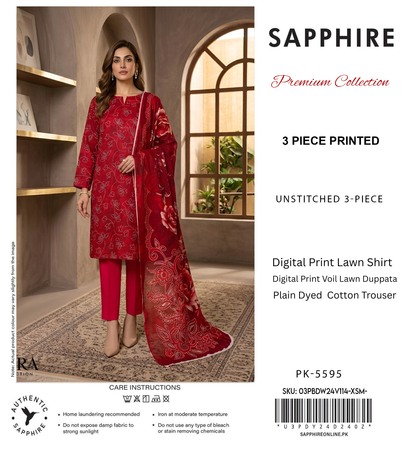 SAPPHIRE LAWN THREE PIECE