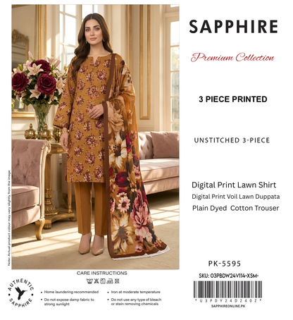 SAPPHIRE LAWN THREE PIECE