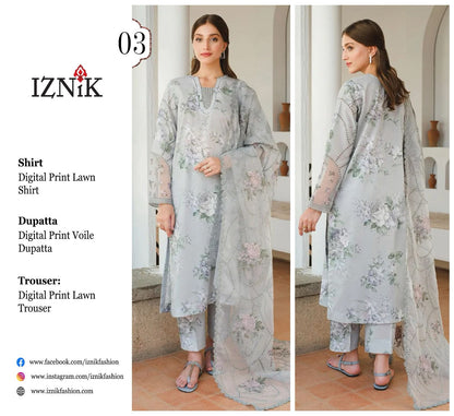 IZNIK LAWN THREE PIECE