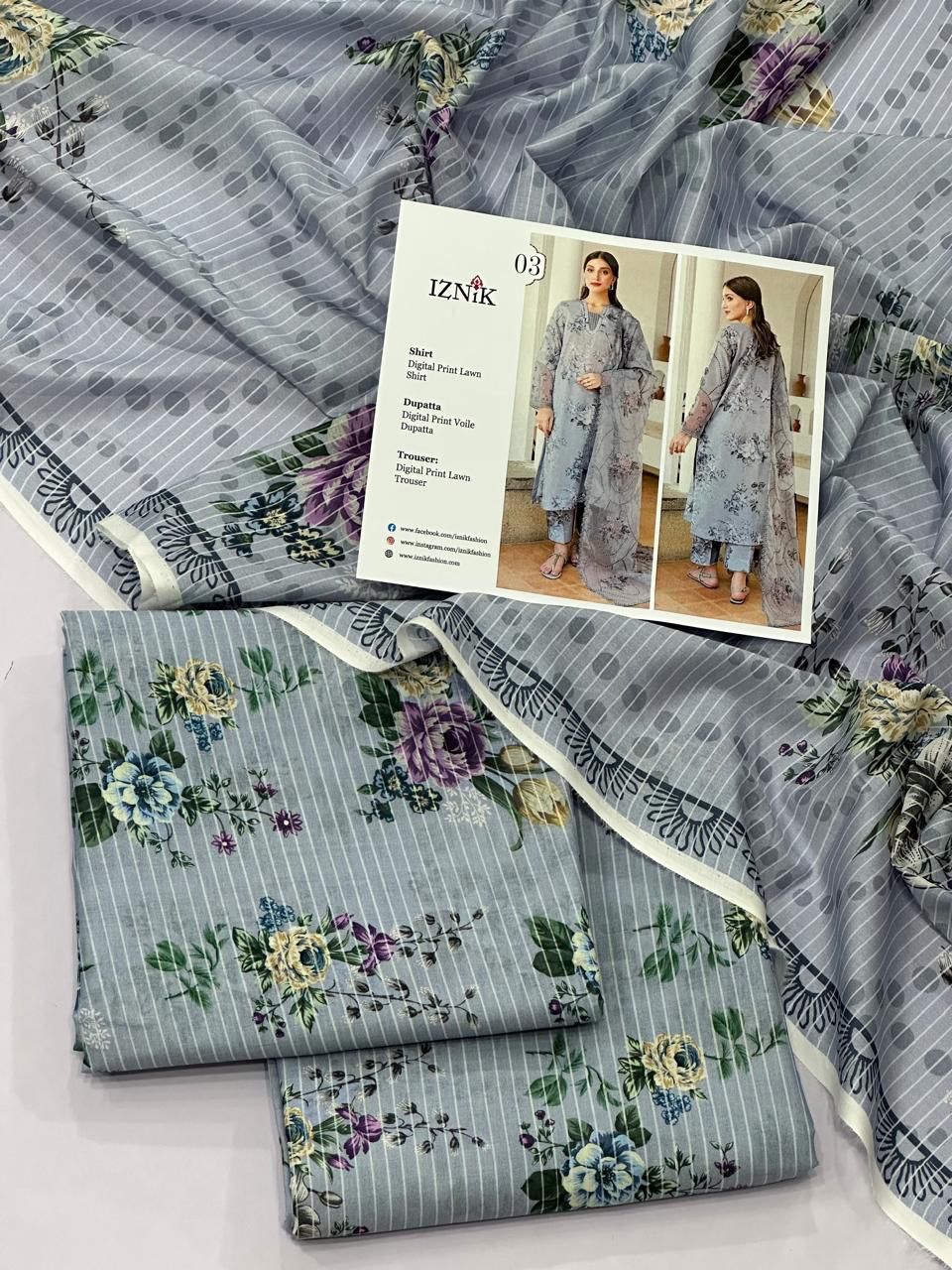 IZNIK LAWN THREE PIECE