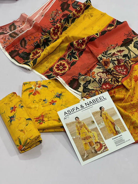 ASIFA NBEEL LAWN THREE PIECE