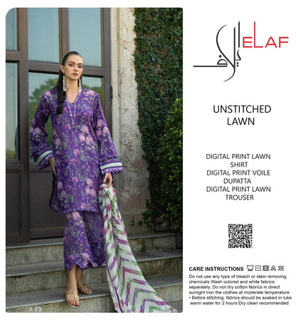 ELAF ALLOVER LAWN THREE PIECE