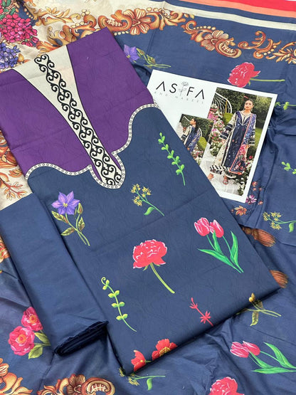ASIFA & NABEEL LAWN THREE PIECE