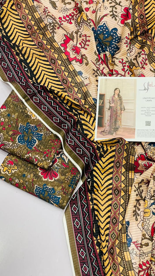 ELAF ALLOVER LAWN THREE PIECE