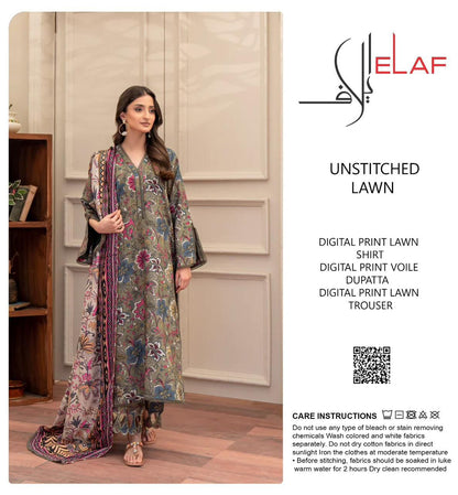 ELAF ALLOVER LAWN THREE PIECE