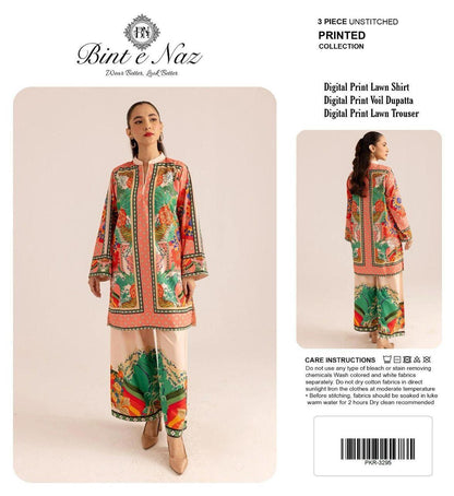 BIN T NAZ CO-ORD SET ALLOVER LAWN THREE PIECE
