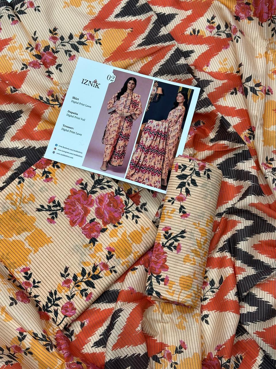IZNIK LAWN THREE PIECE