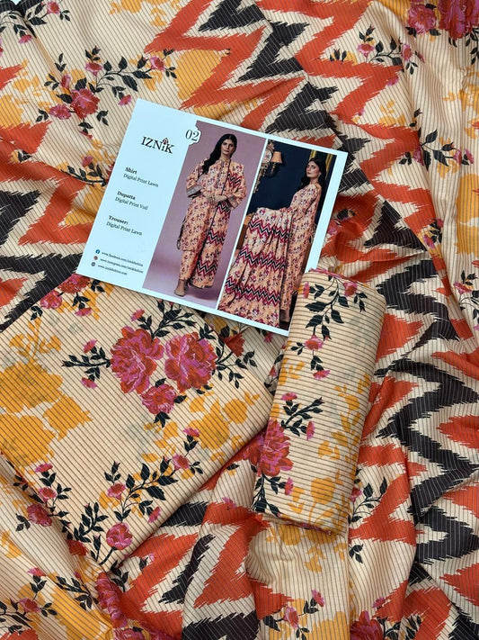 IZNIK LAWN THREE PIECE