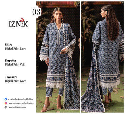 IZNIK LAWN THREE PIECE