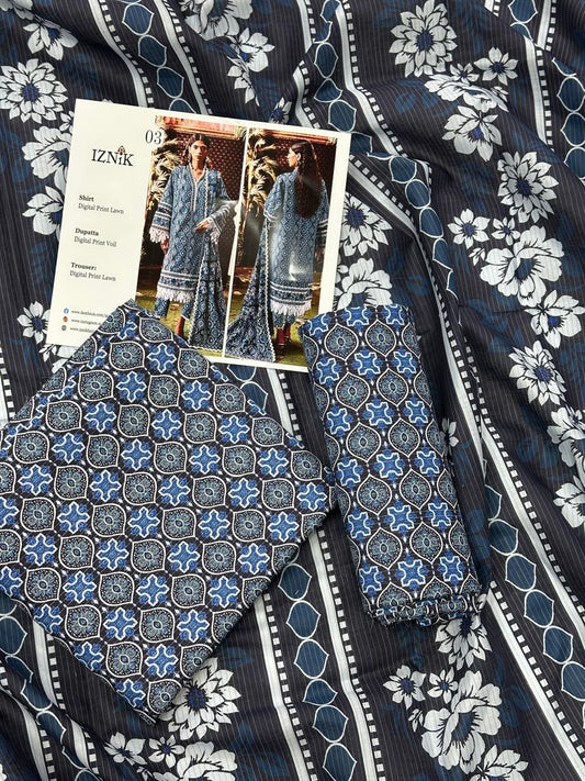 IZNIK LAWN THREE PIECE