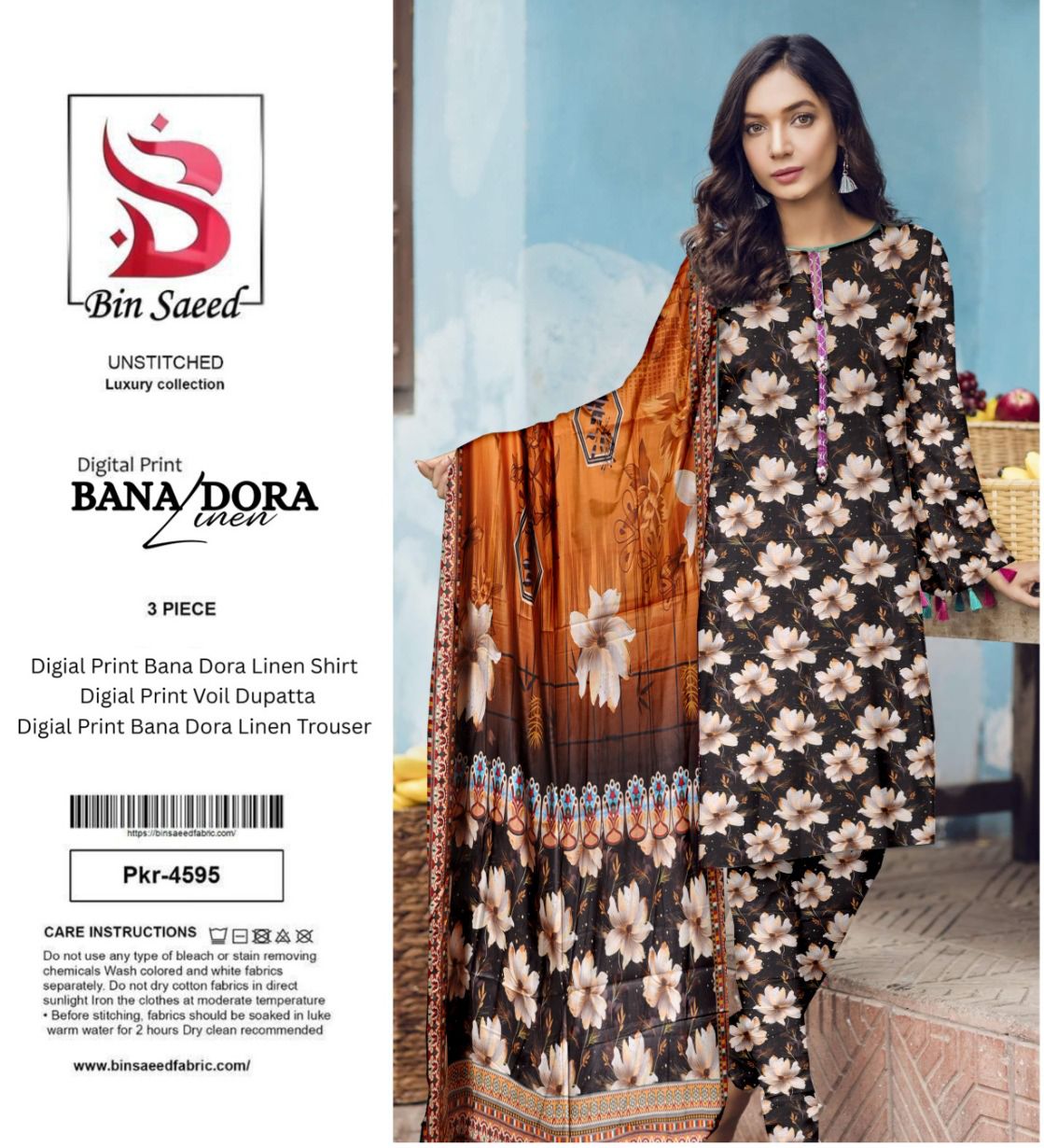 BIN SAEED DORYA LINEN THREE PIECE