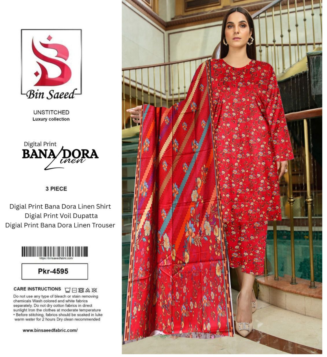 BIN SAEED DORYA LINEN THREE PIECE