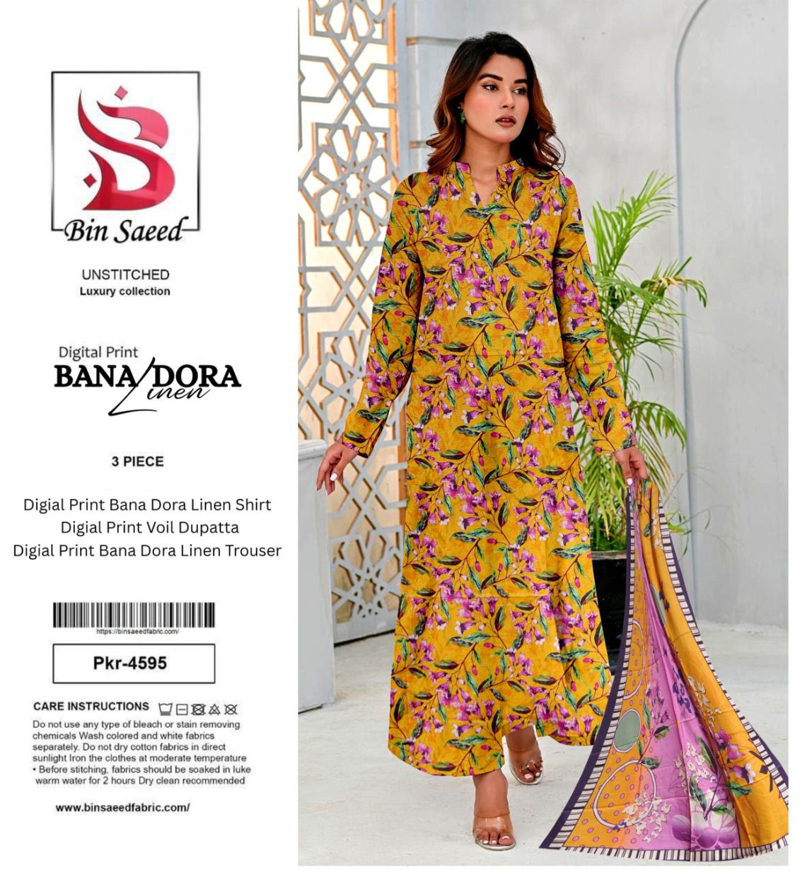 BIN SAEED DORYA LINEN THREE PIECE