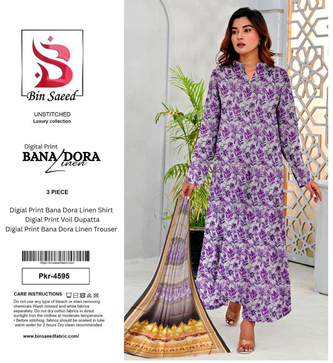 BIN SAEED DORYA LINEN THREE PIECE
