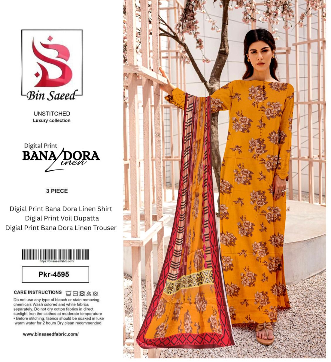BIN SAEED DORYA LINEN THREE PIECE