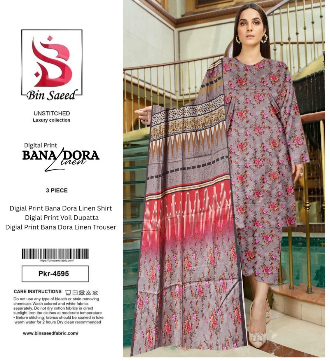 BIN SAEED DORYA LINEN THREE PIECE