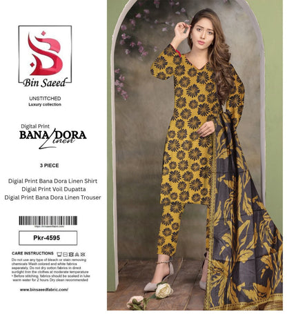 BIN SAEED DORYA LINEN THREE PIECE
