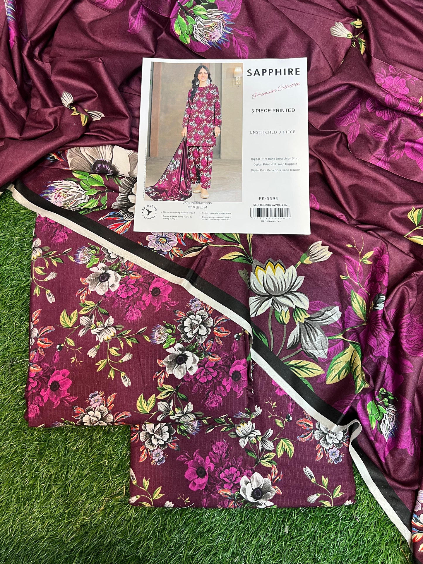 SAPPHIRE DORYA LINEN THREE PIECE