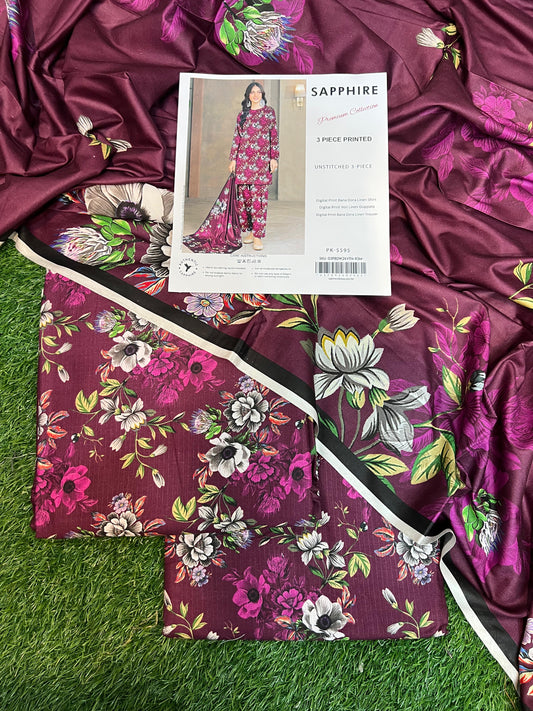 SAPPHIRE DORYA LINEN THREE PIECE
