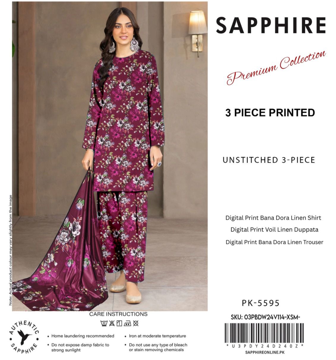 SAPPHIRE DORYA LINEN THREE PIECE