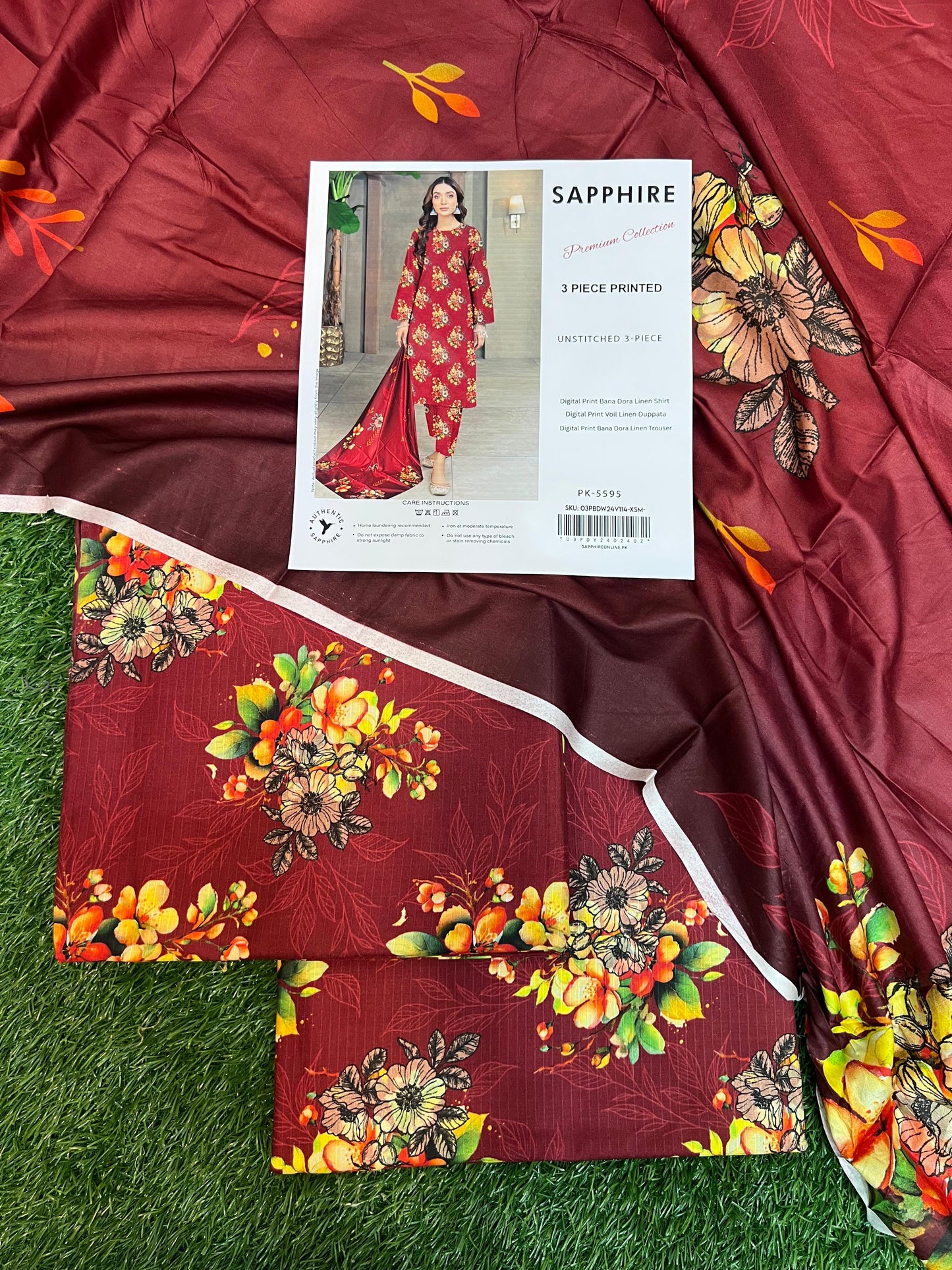 SAPPHIRE DORYA LINEN THREE PIECE