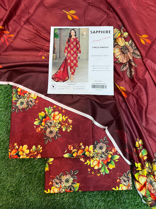 SAPPHIRE DORYA LINEN THREE PIECE