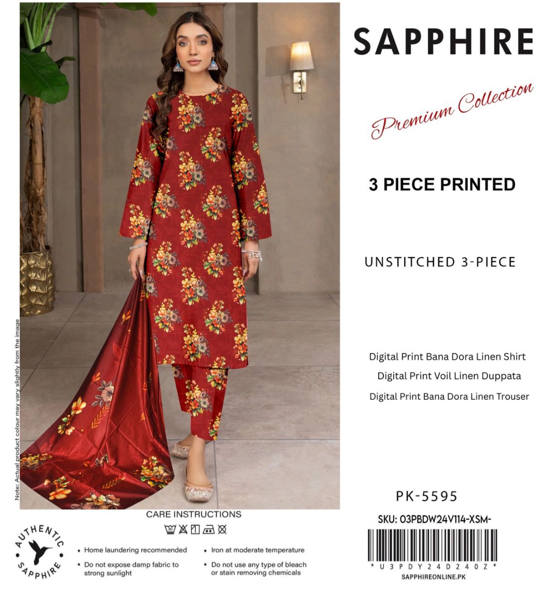 SAPPHIRE DORYA LINEN THREE PIECE