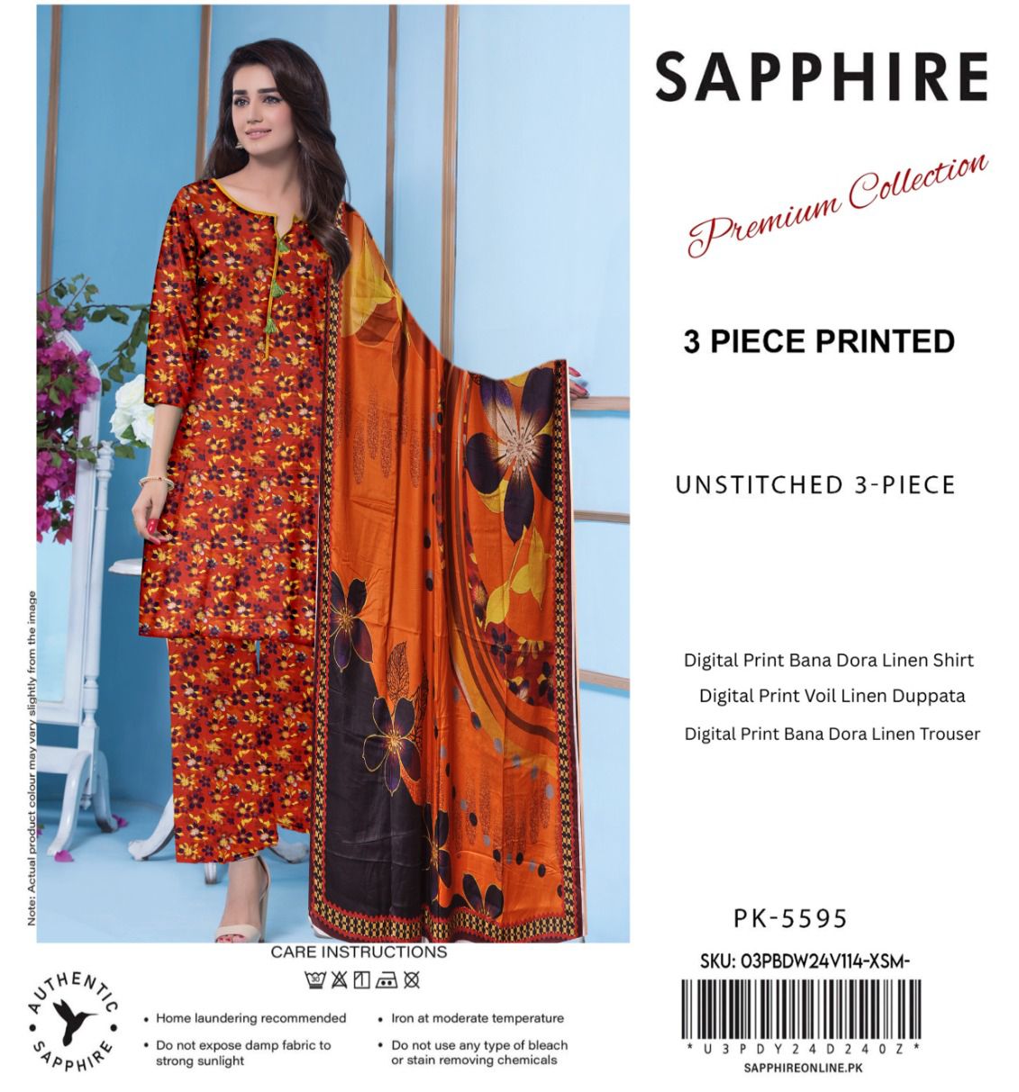 SAPPHIRE DORYA LINEN THREE PIECE