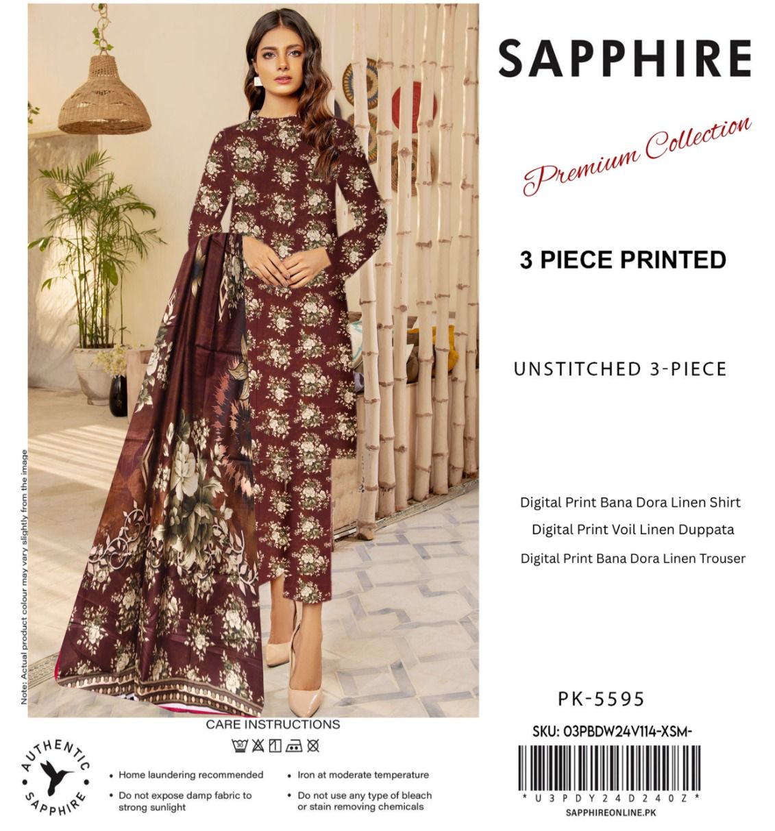 SAPPHIRE DORYA LINEN THREE PIECE