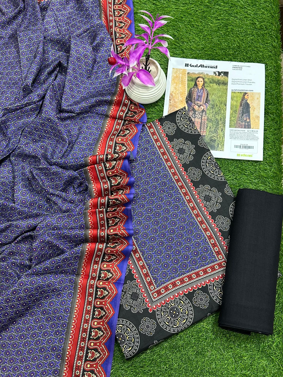 GUL AHMAD LINEN THREE PIECE