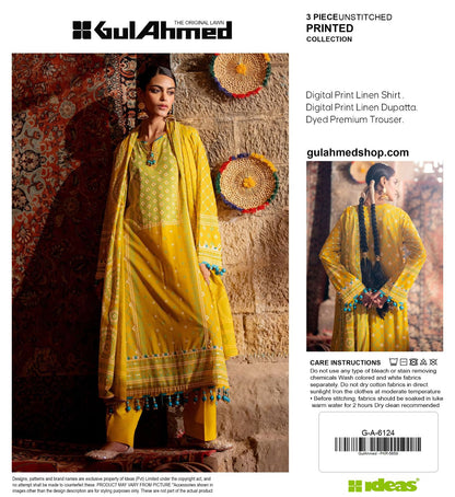 GUL AHMAD LINEN THREE PIECE