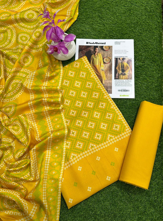 GUL AHMAD LINEN THREE PIECE