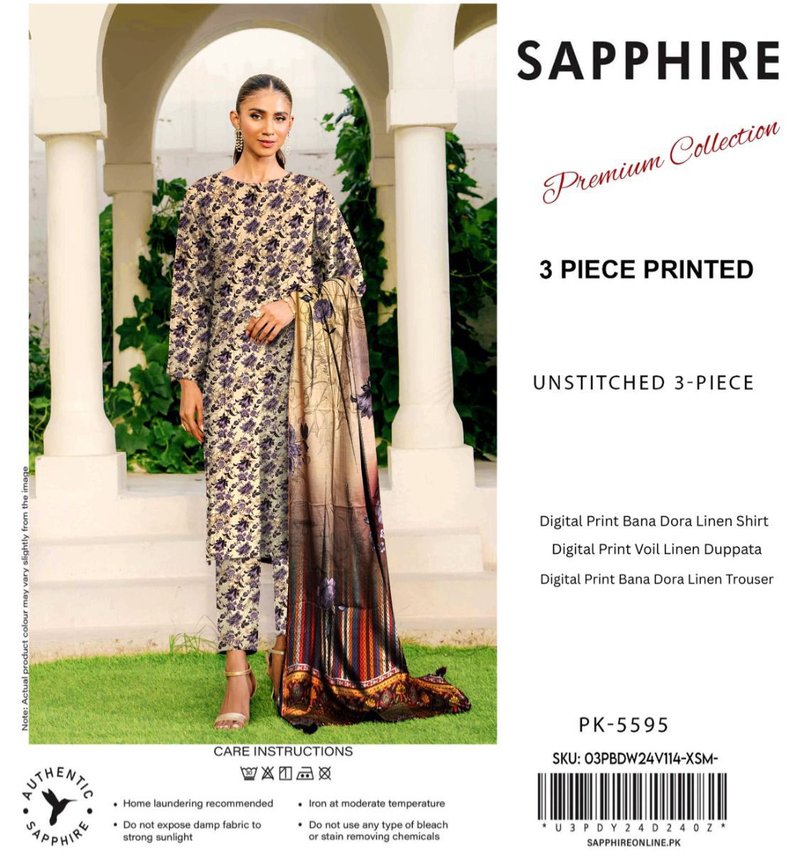 SAPPHIRE DORYA LINEN THREE PIECE